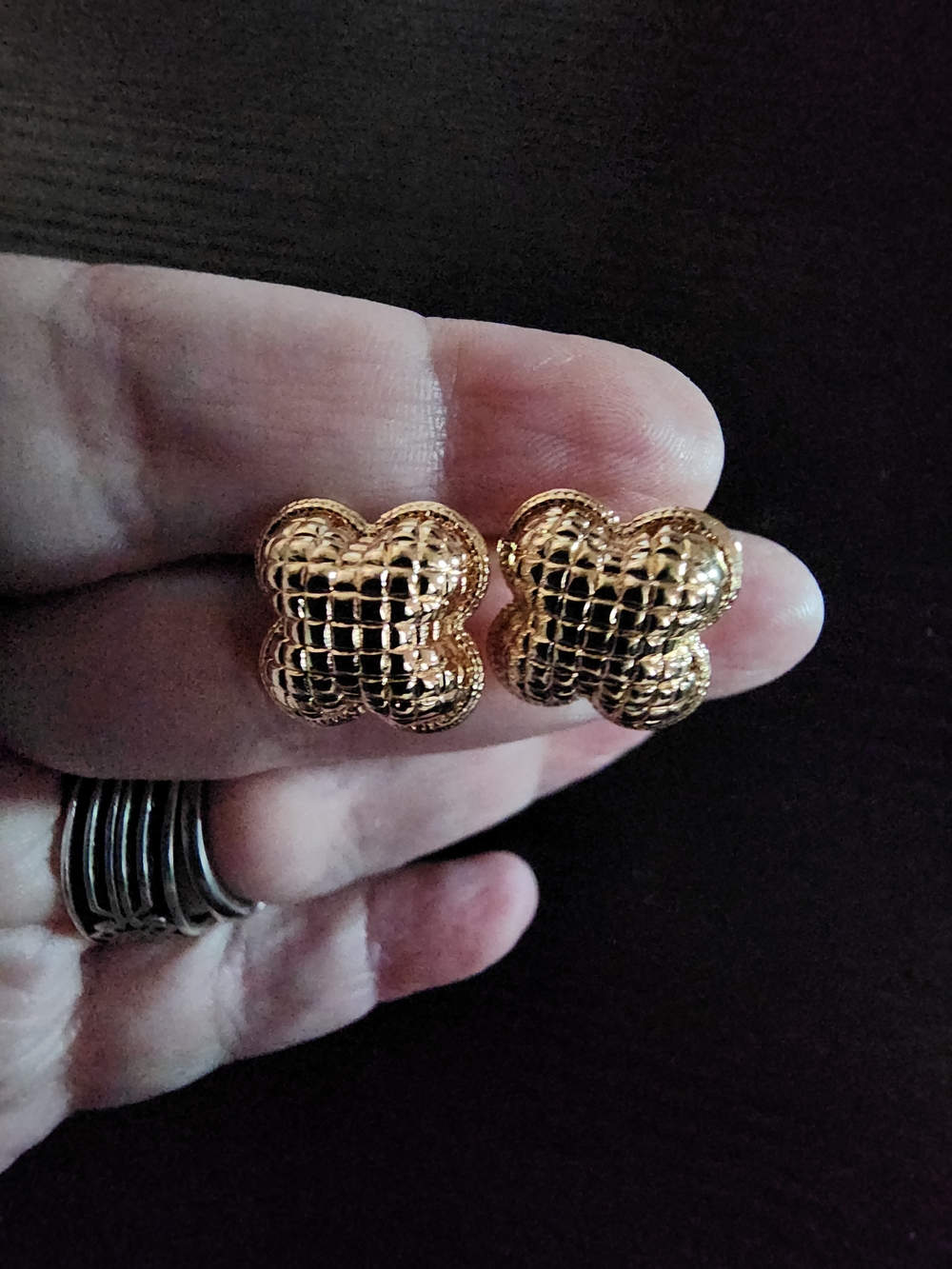 14k Gold-Plated Quilted Clover Stud Earrings